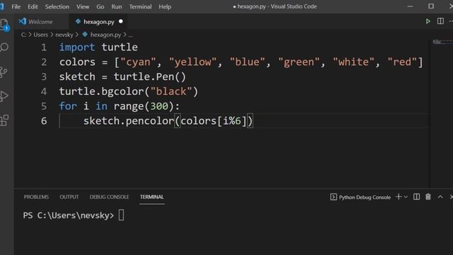 How to draw a spiral hexagon in Python using turtle graphics смотреть онлайн