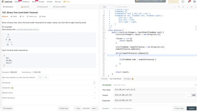 Leetcode 102 Binary Tree Level Order Traversal (Java) смотреть онлайн