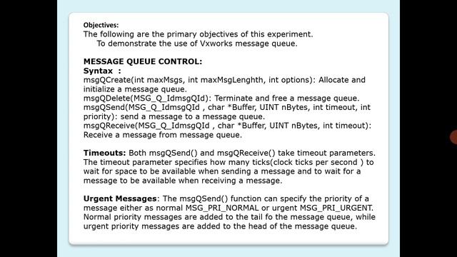 Vxworks implementation: Message queues смотреть онлайн