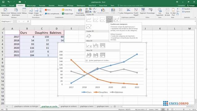 23 Créer un graphique en courbe ou en ligne dans Excel смотреть онлайн