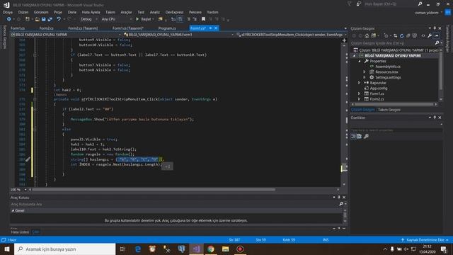 C# BİLGİ YARIŞMASI OYUNU YAPIMI (SEYİRCİ JOKERİ VE TASARIM) смотреть онлайн