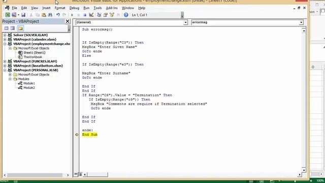 Generating Error messages for empty fields in Excel смотреть онлайн
