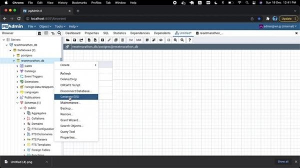 Entity-Relationship Diagram (ERD) for PostgreSql using pgAdmin4