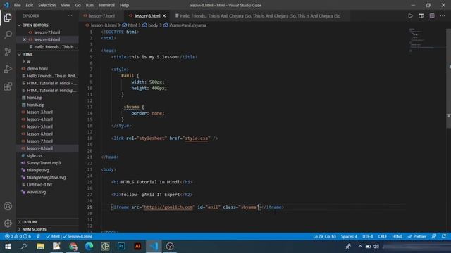How to autoplay Youtube Video - Shyama Life | iFrame in HTML | iFrame tag Tutorial in Hindi смотреть онлайн