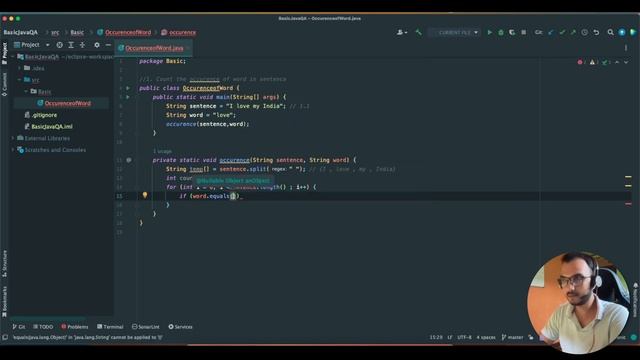 Basic Java Program - Search for a word in sentence | Java for QA Playlist смотреть онлайн