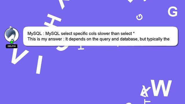 MySQL : MySQL select specific cols slower than select * смотреть онлайн