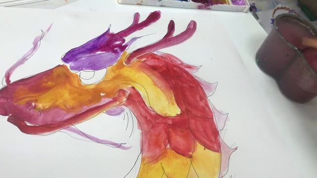 Китайский дракон. Уроки рисования для детей. смотреть онлайн