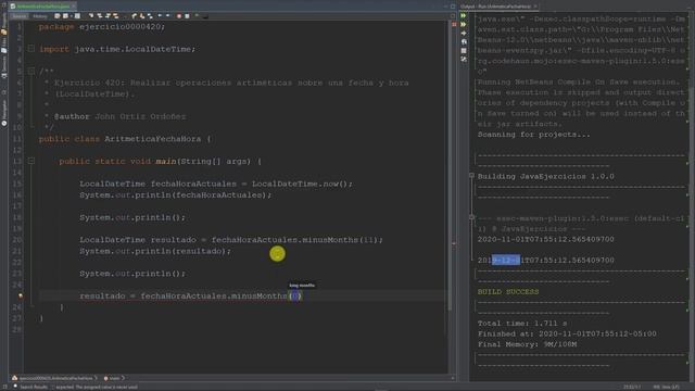 Java Ejercicio: 420 Realizar Operaciones Aritméticas sobre Fechas y Horas (LocalDateTime) смотреть онлайн
