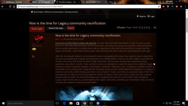 Nostalrius Update : Legacy Server Relaunching Under a New Name. смотреть онлайн