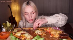 MUKBANG | Чиабатта и рулет из лаваша в духовке с начинкой и сыром|Ciabatta, roll in the oven не ASM