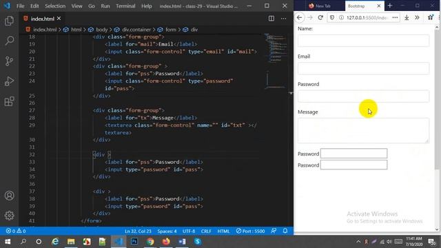 Responsive Web Design || Bootstrap 4.5 || Part - 15|| Form group and Input смотреть онлайн