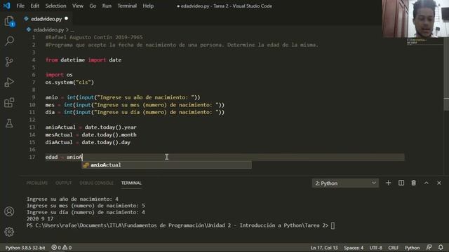 Programa para calcular la edad en Python смотреть онлайн