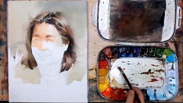 Watercolor painting/인물 수채화 과정/화실/취미미술/인물화/초상화 смотреть онлайн