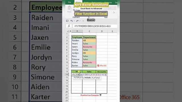 Filter function in excel | Microsoft office 365 | #excel #office365 #function #basicexcel смотреть онлайн
