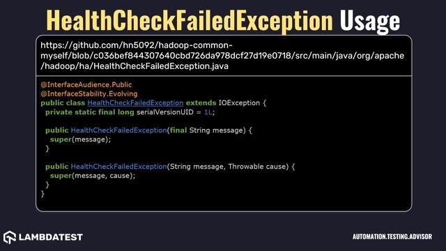 org openqa selenium HealthCheckFailedException with example смотреть онлайн