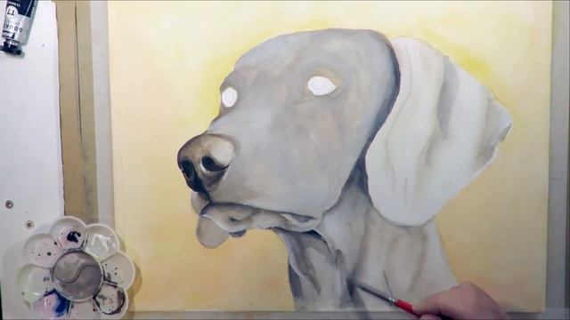 How To Paint A Weimaraner: 5 Minute Watercolor Timelapse Painting Tutorial