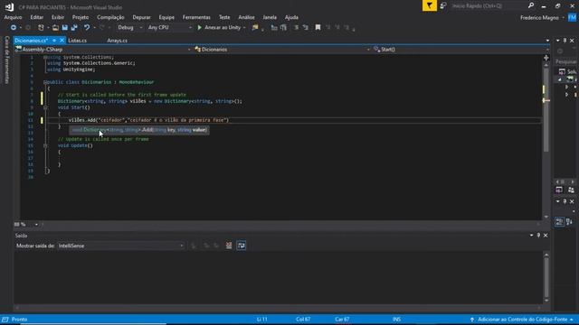 C# PARA UNITY - COLEÇÃO DICTIONARY / DICIONARIOS - AULA 19 - PROGRAMAÇÃO NA UNITY смотреть онлайн