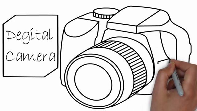Digital Camera Drawing | How to Draw a Camera Sketch Step by Step | DSLR Camera Outline смотреть онлайн