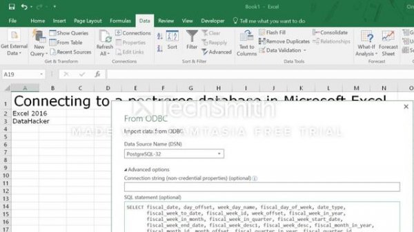 Connecting to a postgres database from Excel