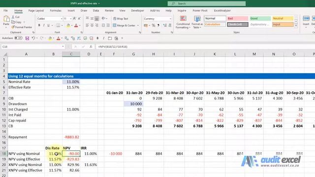 NPV Nominal Rate XNPV effective rate смотреть онлайн