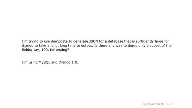 Django : Use Django dumpdata to dump a subset of overall data? смотреть онлайн