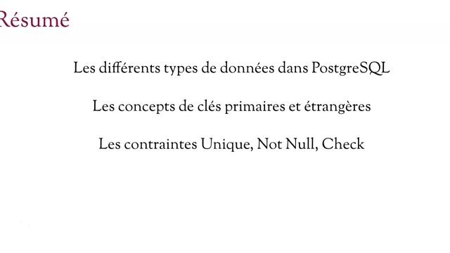 SQL ET POSTGRE 3.15 : Résumé de la section смотреть онлайн