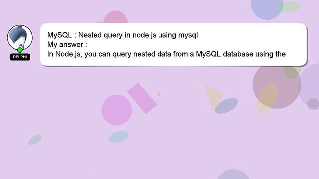 MySQL : Nested query in node js using mysql смотреть онлайн