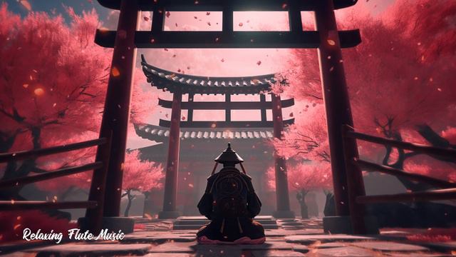 Japanese Zen Music | Samurai meditating in front of the torii gate - Flute music for stress relief смотреть онлайн