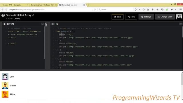 Semantic UI + JQuery Ep.06 : List - Fill with Array of Objects смотреть онлайн