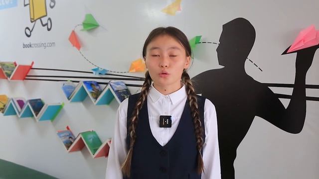 Орынбасар Арайлым, ученица школы-лицея имени Абая. Поздравление к 50-летию г.Сатпаев. смотреть онлайн