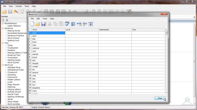 Vocabulary Worksheet Factory 4: Magic Text Distiller