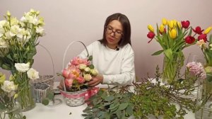 Цветочная композиция в корзине! Мастер-класс по флористике!