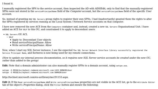 DevOps & SysAdmins: SQL Server running under a domain account cannot register its SPN смотреть онлайн