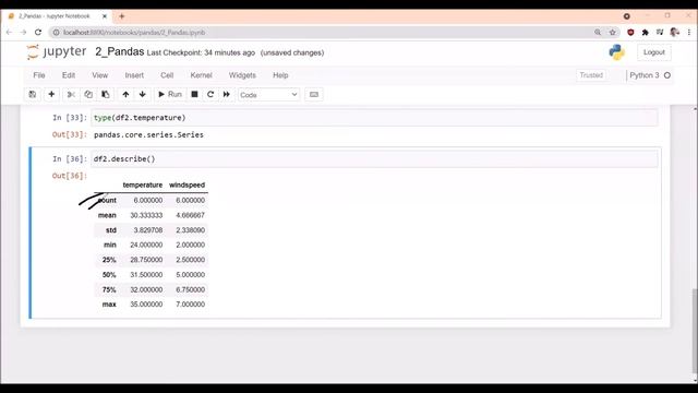 9-Usage of dataframe.describe( ) смотреть онлайн