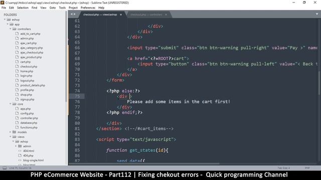 #112 PHP Ecommerce website development | Fixing checkout errors | MVC OOP - Quick programming смотреть онлайн