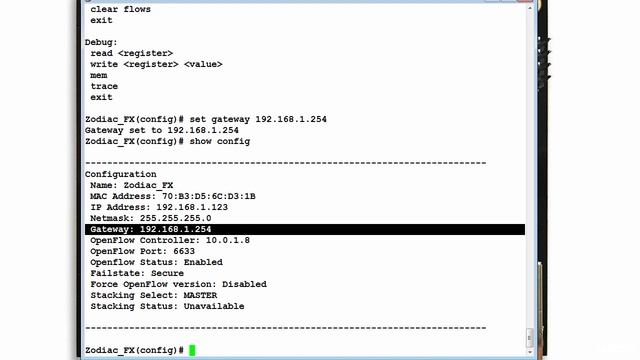 05: OpenFlow Switch: Configure Zodiac FX IP Address, gateway and SDN Controller information смотреть онлайн