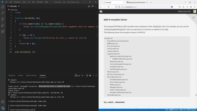 آموزش شی گرایی در php - Exception Handling смотреть онлайн