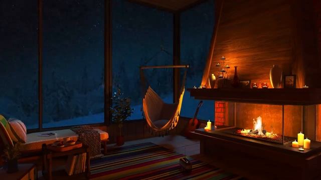 Relaxing snowstorm/Расслабляющая метель для сна | Звуки метели и потрескивание камина смотреть онлайн