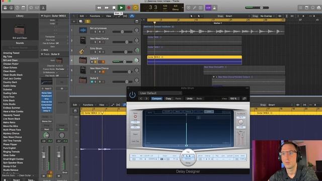Как записать «чистую» гитару с реверберацией и делеем в Logic Pro X смотреть онлайн