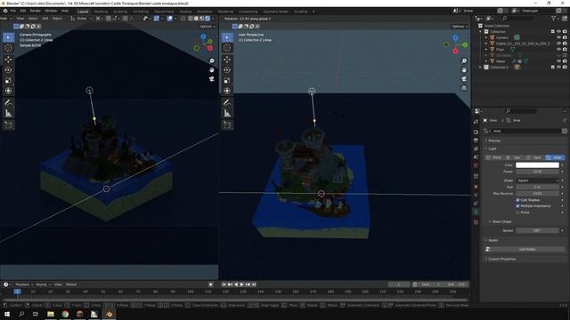 Minecraft 3D Render Timelapse | Castle Diorama - Blender