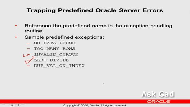 13- Oracle PL/ SQL Arabic Course Exception Handling – System Defined Exceptions اوراكل ديفلوبر смотреть онлайн