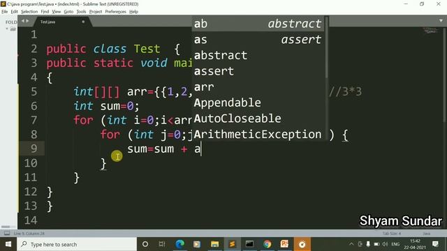 sum of all element in 2D Array || Shyam Sundar смотреть онлайн