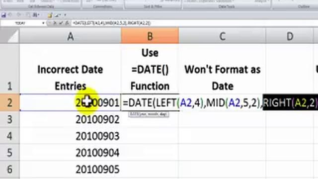 Use Text to Columns in Excel to Correct Date Entries смотреть онлайн