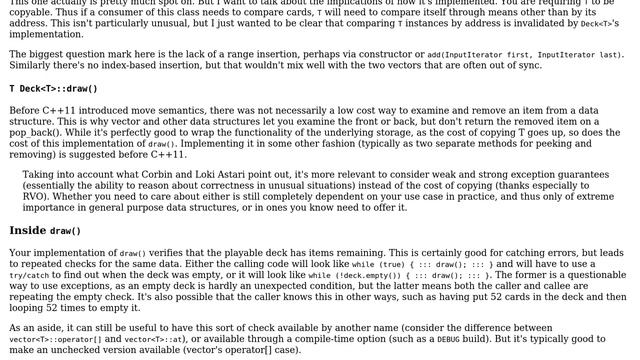 Code Review: Use of templates with templated Deck class (4 Solutions!!) смотреть онлайн