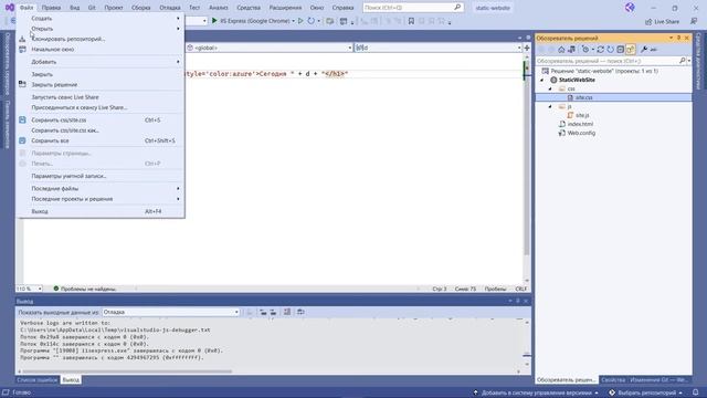 Проект Visual Studio 2022 для создания статического веб сайта смотреть онлайн