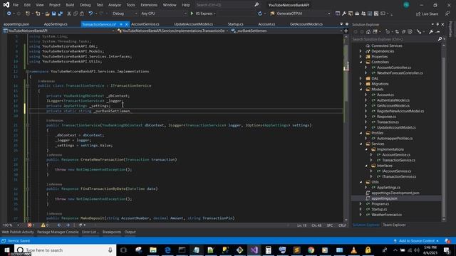 Let's Build a Bank API using C# ASP.NET Core, Entity Framework Core, Automapper etc - PART 2 смотреть онлайн