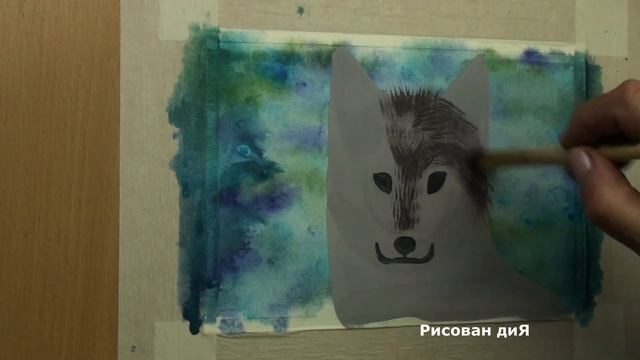 Как нарисовать ВОЛКА легко, поэтапно гуашью Видео урок для начинающих Пошаговая инструкция смотреть онлайн