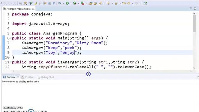 java program to check whether two strings are anagram or not by java temple смотреть онлайн