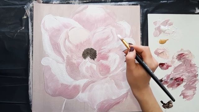Как нарисовать цветок акрилом / Мастер класс / Картина акрилом / How to draw a flower acrylic смотреть онлайн