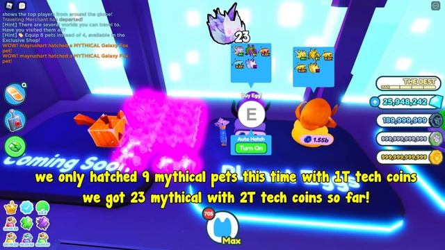 I Spent 22 Trillion Tech Coins And Hatched 450 Galaxy Fox Mythical! - Pet Simulator X Roblox смотреть онлайн